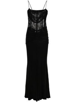 Alessandra Rich draped lace-panel maxi dress - Black
