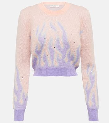 Alessandra Rich Embellished jacquard mohair-blend sweater