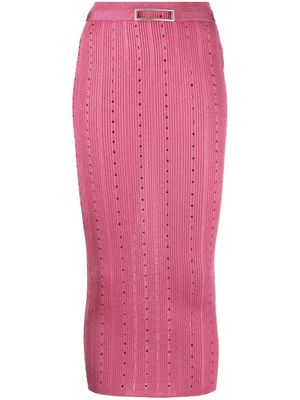 Alessandra Rich embellished knitted midi skirt - Pink