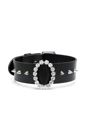 Alessandra Rich embellished leather choker necklace - Black