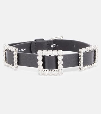 Alessandra Rich Embellished leather necklace