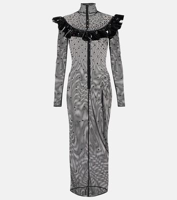 Alessandra Rich Embellished mesh midi dress