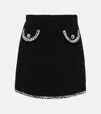 Alessandra Rich Embroidered tweed high-rise miniskirt