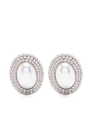 Alessandra Rich faux-pearl clip-on earrings - Silver