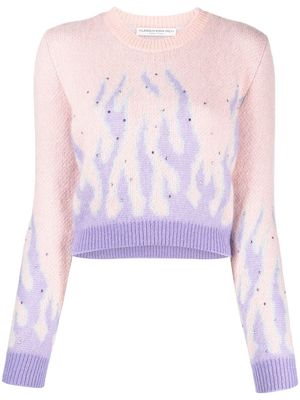Alessandra Rich flame-print knitted jumper - Pink
