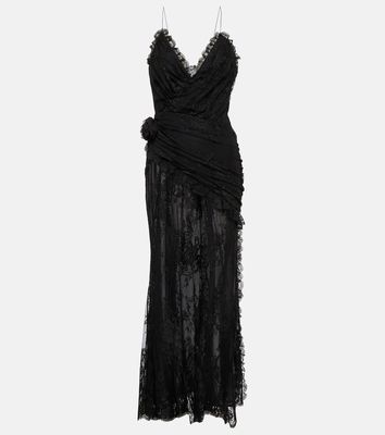 Alessandra Rich Floral-appliqué lace maxi dress