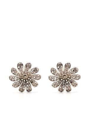 Alessandra Rich floral-crystal stud earrings - Silver