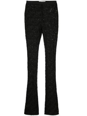 Alessandra Rich floral-lace semi-sheer leggings - Black