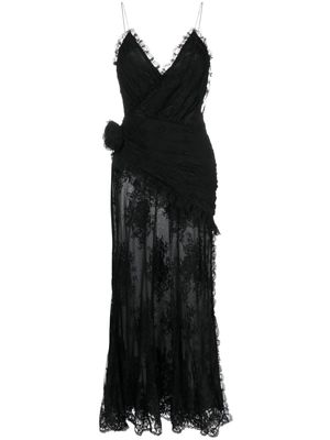 Alessandra Rich floral-lace silk maxi dress - Black