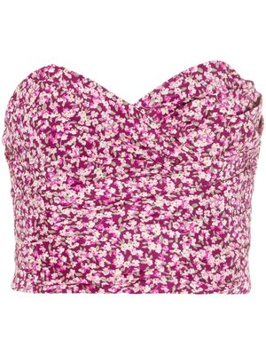Alessandra Rich floral-print bustier top - Pink