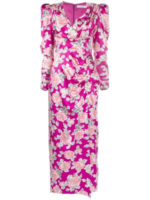 Alessandra Rich floral-print long-sleeve dress - Pink