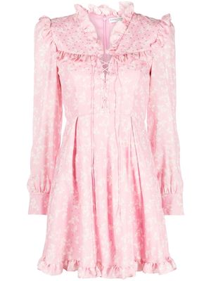 Alessandra Rich floral-print ruffled minidress - Pink