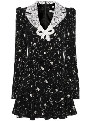 Alessandra Rich floral-print silk mini dress - Black