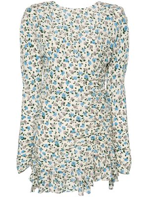 Alessandra Rich floral-print silk mini dress - Neutrals
