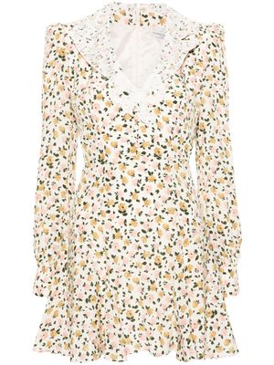 Alessandra Rich floral-print silk minidress - Neutrals