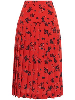 Alessandra Rich floral-print silk pleated skirt - Red