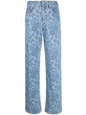 Alessandra Rich floral-print wide-leg jeans - Blue