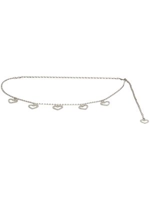Alessandra Rich heart charm crystal necklace - Silver