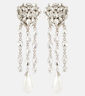 Alessandra Rich Heart crystal drop earrings