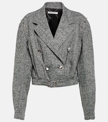Alessandra Rich Herringbone cropped wool-blend jacket