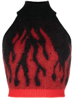Alessandra Rich intarsia-knit sleeveless cropped jumper - Black