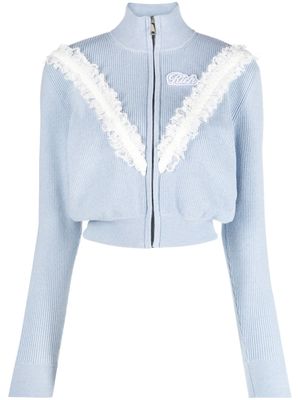 Alessandra Rich lace-appliqué cropped cardigan - Blue