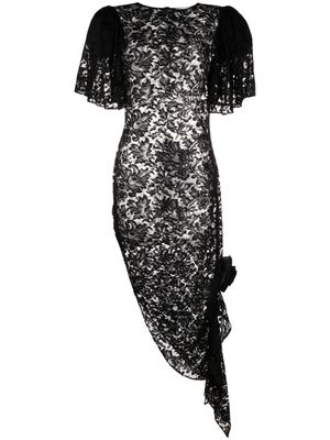 Alessandra Rich lace asymmetric midi dress - Black