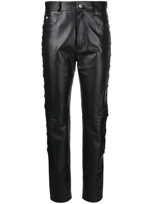 Alessandra Rich lace-detail leather trousers - Black