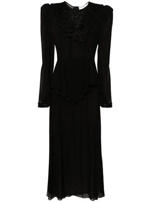 Alessandra Rich lace-jabot silk maxi dress - Black
