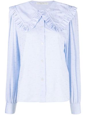 Alessandra Rich large-collar long-sleeve shirt - Blue