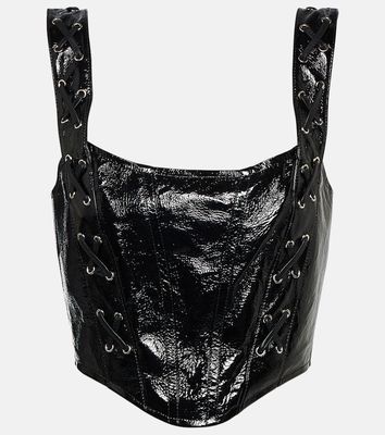 Alessandra Rich Leather lace-up bustier top