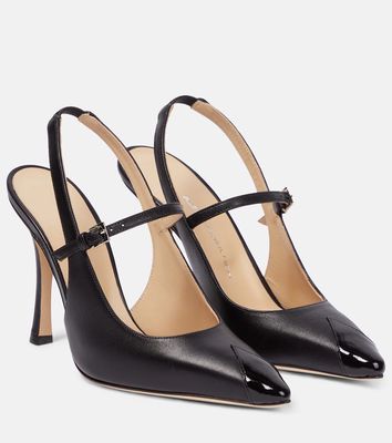 Alessandra Rich Leather slingback pumps