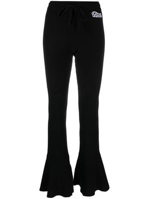 Alessandra Rich logo-appliqué flared track pants - Black