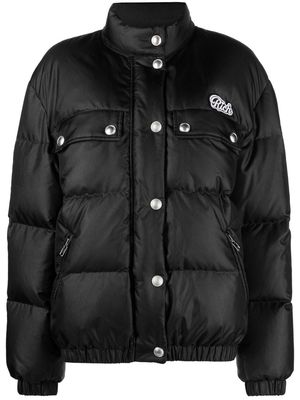 Alessandra Rich logo-embroidered puffer coat - Black