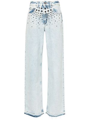 Alessandra Rich mid-rise studded wide-leg jeans - Blue