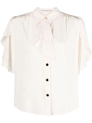 Alessandra Rich neck-tie silk shirt - Neutrals