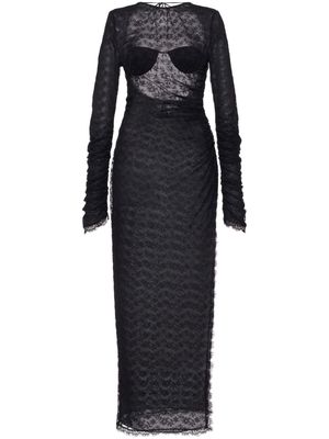 Alessandra Rich open-back silk lace dress - Black