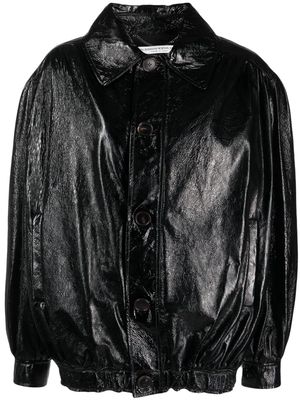 Alessandra Rich patent-goatskin bomber jacket - Black
