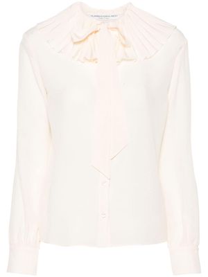 Alessandra Rich pleat-detailing silk blouse - Neutrals
