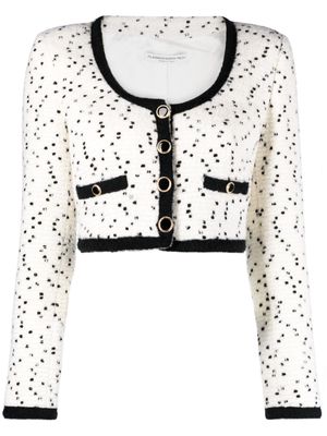 Alessandra Rich polka-dot cropped tweed jacket - White