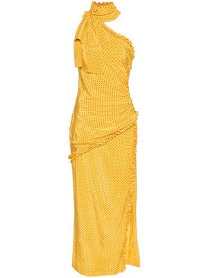 Alessandra Rich polka-dot frilled maxi dress - Yellow
