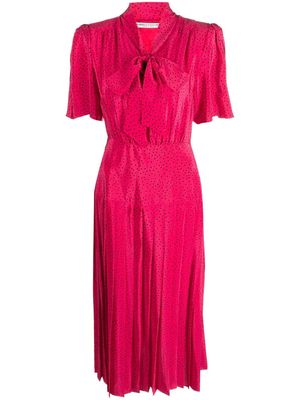 Alessandra Rich polka-dot pleated silk dress - Pink
