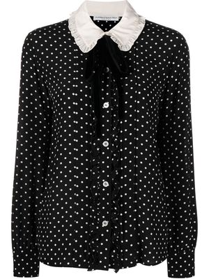 Alessandra Rich polka-dot print lace-trim blouse - Black