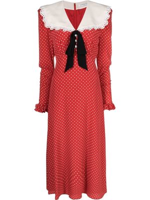 Alessandra Rich polka-dot print midi dress - Red