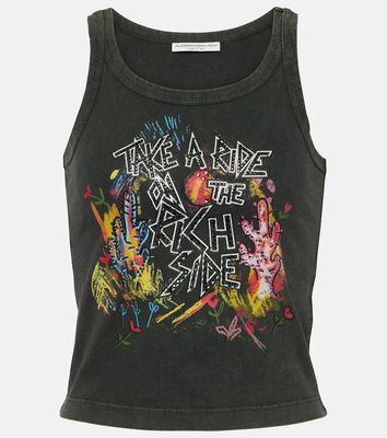 Alessandra Rich Printed cotton jersey tank top