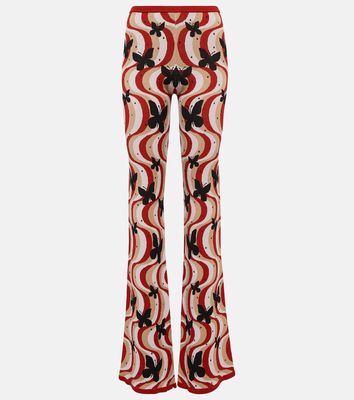 Alessandra Rich Printed high-rise flare pants
