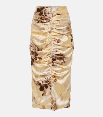 Alessandra Rich Printed silk-blend satin midi skirt