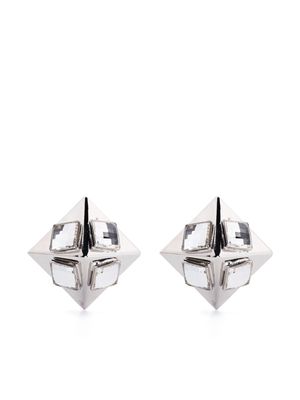 Alessandra Rich Pyramid crystal earrings - Silver