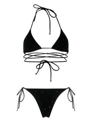 Alessandra Rich rhinestone-embellished bikini set - Black