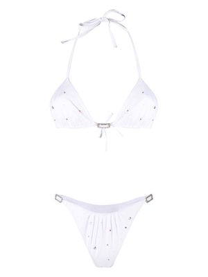 Alessandra Rich rhinestone-embellished bikini set - White